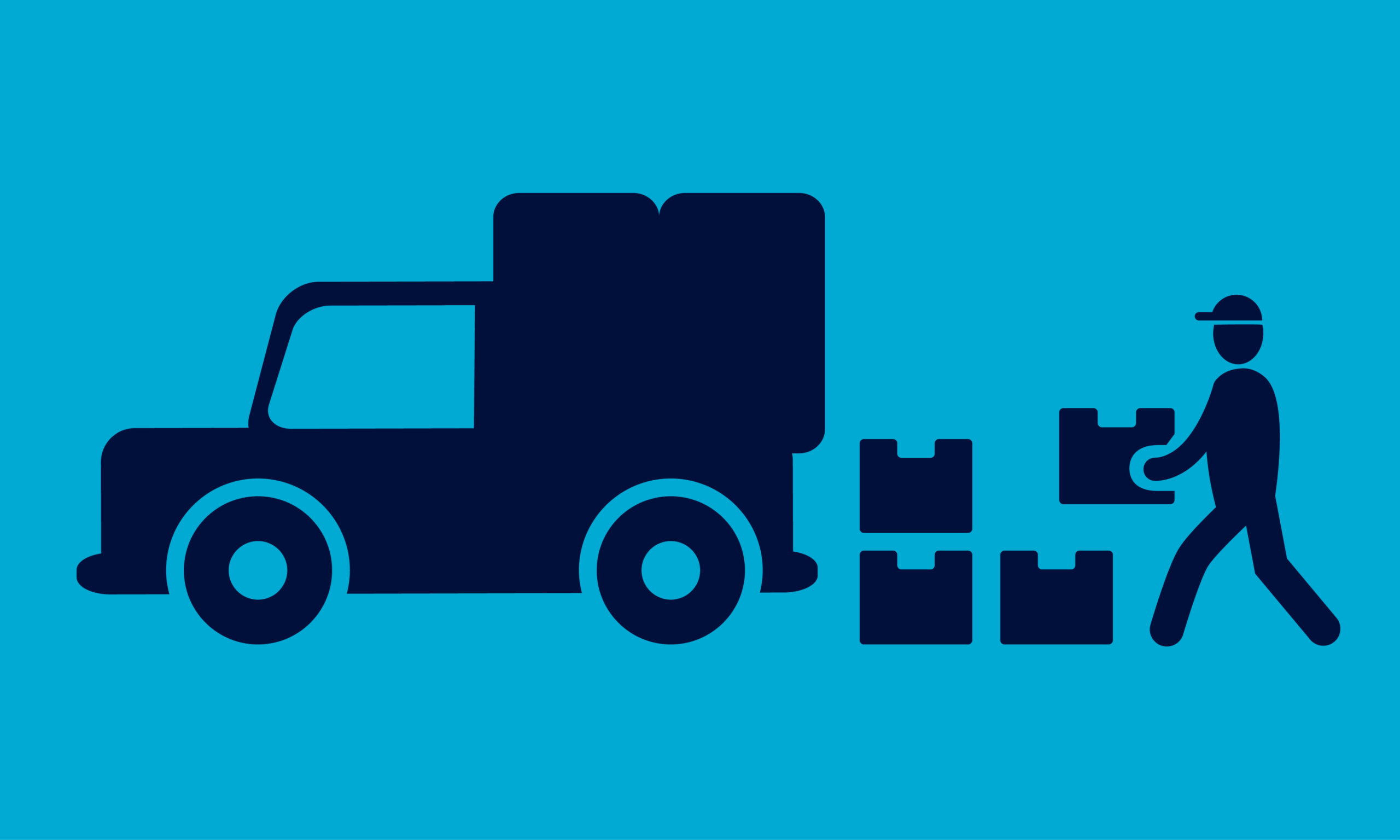 Illustratoin of an employee loading packages on the truck.
